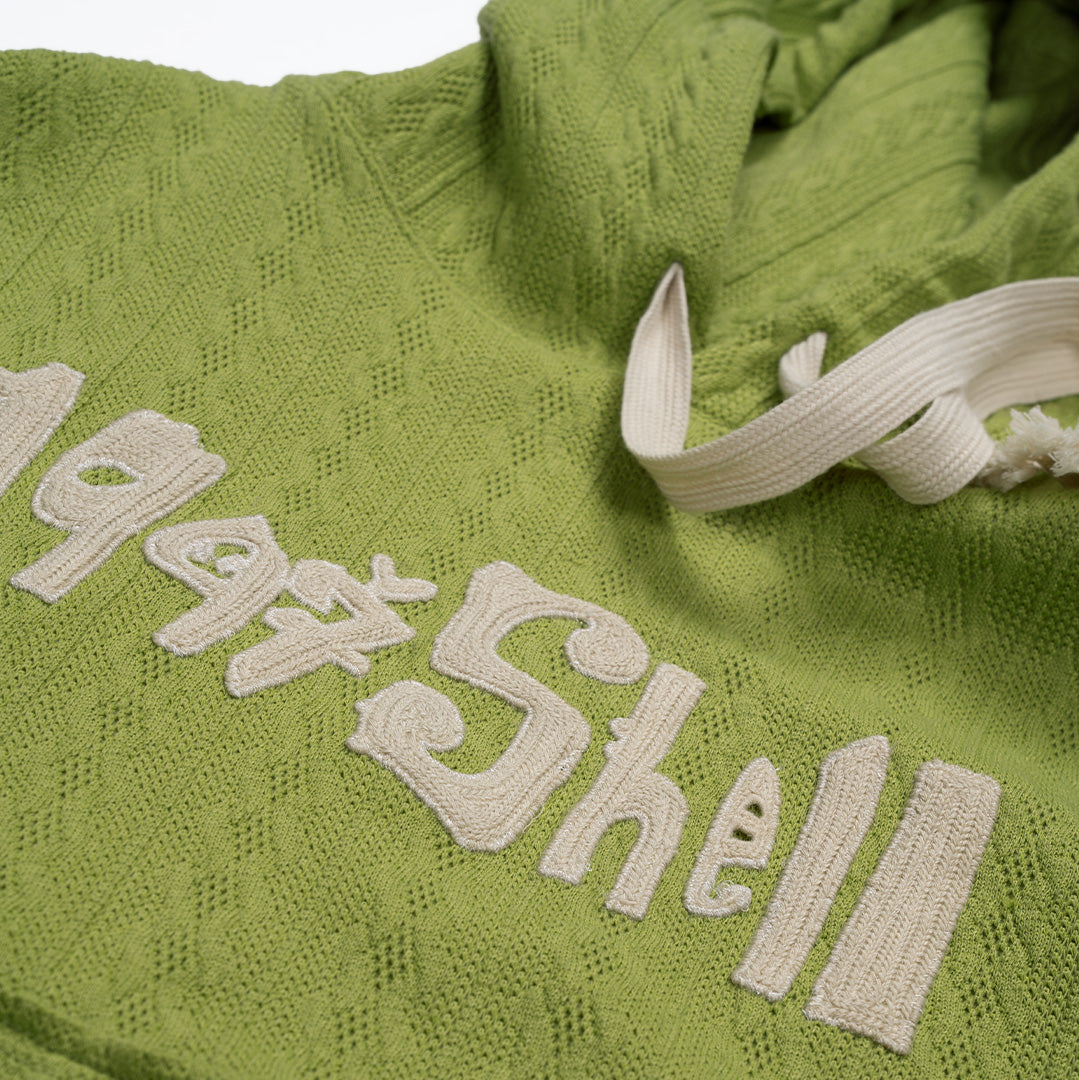 1997shell Textured Embroidery Cyan- Blue Hoodie