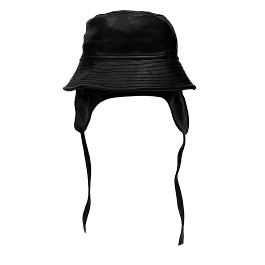 1997shell Leather Ear Flap Bucket Hat